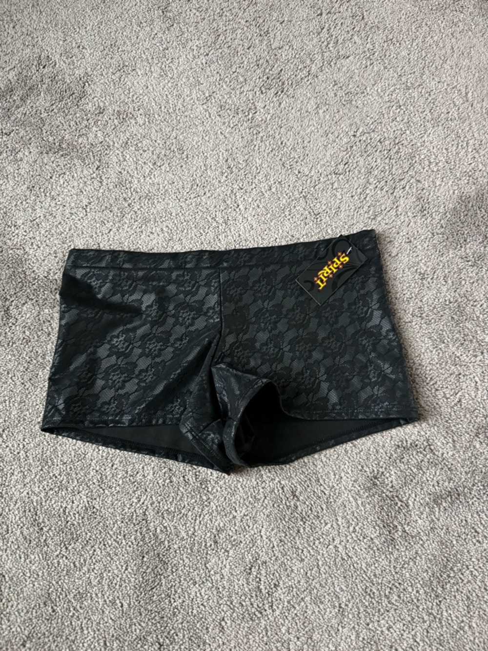 Spirit Halloween Black Lace Boyshorts SIZE M NWT Sheer Stretch Costume Lingerie